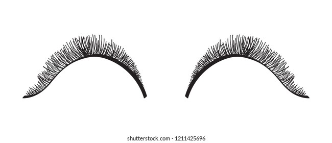 False eyelashes. Mascara decorative element vector illustration
