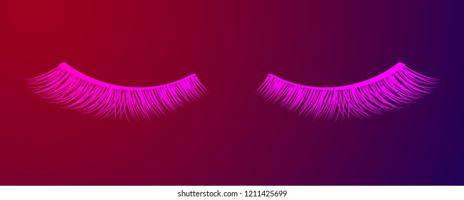 False eyelashes. Mascara decorative element vector illustration