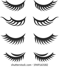 False eyelashes styles and clipart eps 10