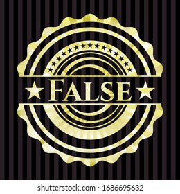 False gold badge or emblem. Vector Illustration. Detailed.