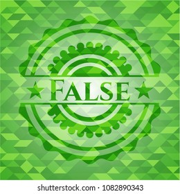 False green emblem. Mosaic background