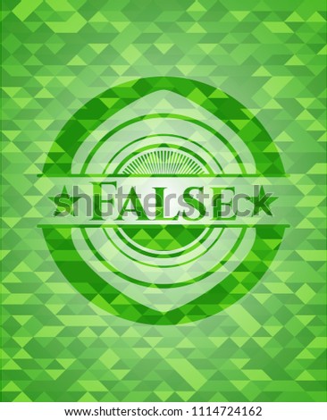 False green emblem with triangle mosaic background