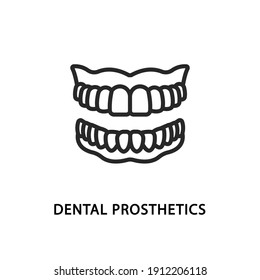 False jaw flat line icon. Vector illustration dental prosthetics. Denture symbol.