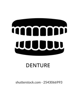 False jaw icon vector. Denture or human dental jaw symbol flat black solid icon