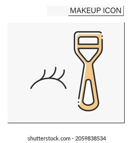  False lashes curler color icon. Cosmetology instrument for curly lashes. Makeup concept. Isolated vector illustration
