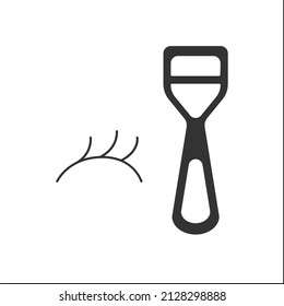  False lashes curler glyph icon. Cosmetology instrument for curly lashes. Makeup concept. Filled flat sign. Isolated silhouette vector illustration