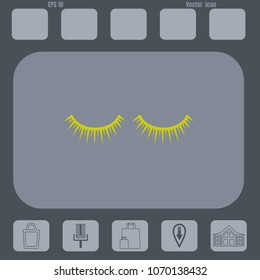 False lashes vector icon on a gray cine-film backround. Flat design style.