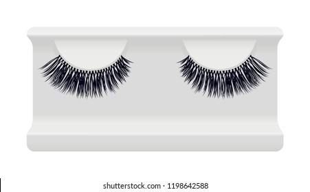 False lashes vector illustration set. Female eyelashes collection. Woman beauty product design. Trendy fashion illustration for mascara pack. Eyelash storage case tray box container holder.