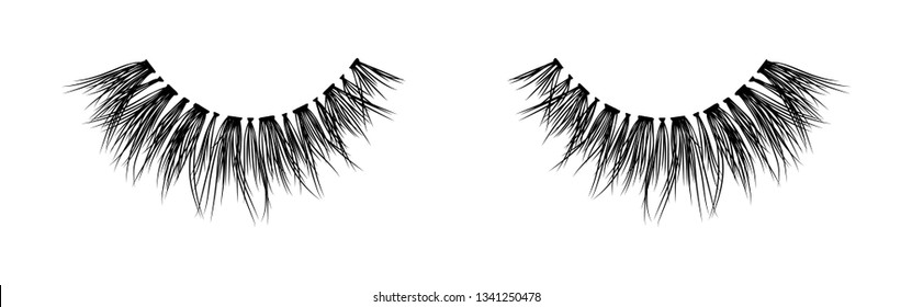 False lashes vector illustration set. Female eyelashes collection. Woman beauty product. Trendy fashion illustration for mascara pack or beauty products design.