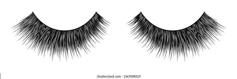 False lashes vector illustration set. Female eyelashes collection. Woman beauty product. Trendy fashion illustration for mascara pack or beauty products design.