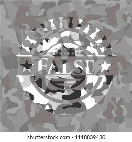 False on grey camouflage pattern