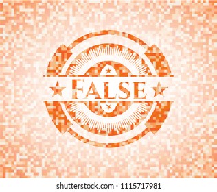 False orange mosaic emblem with background