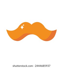 False orange mustache. Spring festival costume element, Happy Patrick party element. Simple cartoon vector isolated on white background