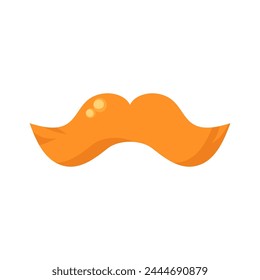 False orange mustache. Spring festival costume element, Happy Patrick party element. Simple cartoon vector isolated on white background