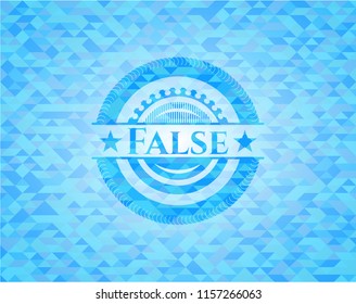 False realistic sky blue mosaic emblem