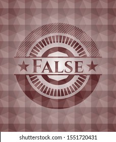 False red seamless emblem or badge with abstract geometric polygonal pattern background.
