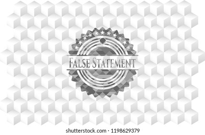False Statement grey badge with geometric cube white background