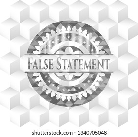 False Statement retro style grey emblem with geometric cube white background