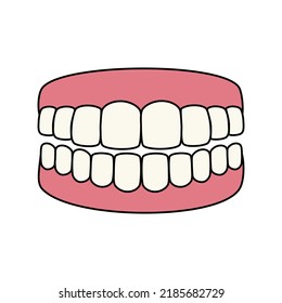 False Teeth Concept Vector Illustration. Dentures. Dental Prosthetic.