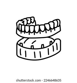 False teeth line icon. Dental prosthetic. Vector illustration