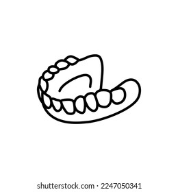 False teeth line icon. Dental prosthetic. Vector illustration