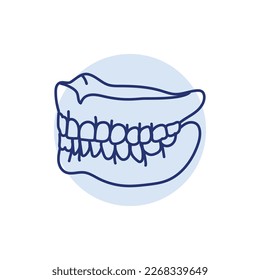False teeth line icon. Dental prosthetic. Vector illustration