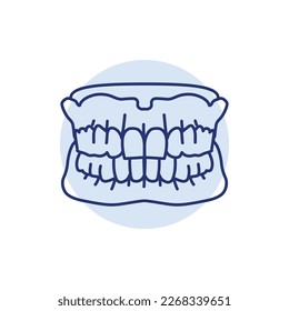 False teeth line icon. Dental prosthetic. Vector illustration