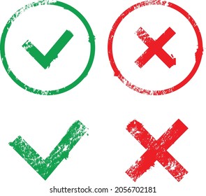 False and true symbol vector stamps. Vector icons for test or quiz. 