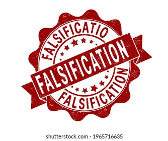 FALSIFICACIÓN. Una impresión de sello o sello con esposas. Estilo Grunge. Diseño plano