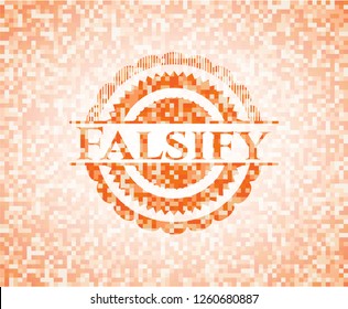 Falsify abstract orange mosaic emblem with background