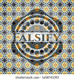Falsify arabic emblem background. Arabesque decoration.