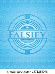 Falsify light blue water wave style emblem. Vector Illustration. Detailed.