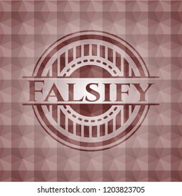 Falsify red seamless badge with geometric pattern.