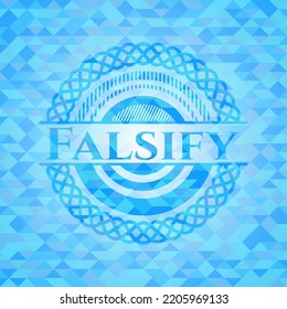 Falsify sky blue mosaic emblem. 