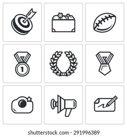 Fame and glory icons set. Vector Illustration.
Isolated Flat Icons collection on a white background for design