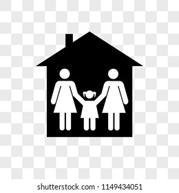 Familiar female group of three in their home vector icon on transparent background, Familiar female group of three in their home icon