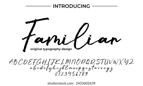 Familiar Font Stylish brush painted an uppercase vector letters, alphabet, typeface