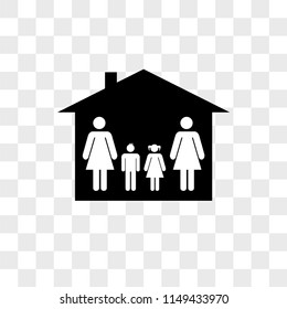 Familiar group of four persons composed by two women with male and female kids in a house vector icon on transparent background, Familiar group of four persons composed by two women with male and