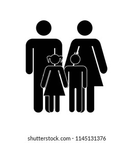 Familiar group of mother father son and daughter icon vector icon. Simple element illustration. Familiar group of mother father son and daughter symbol design. Can be used for web and mobile.