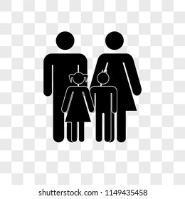 Familiar group of mother father son and daughter vector icon on transparent background, Familiar group of mother father son and daughter icon