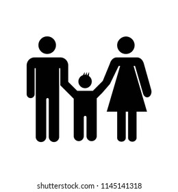 Familiar group of three persons father mother and son icon vector icon. Simple element illustration. Familiar group of three persons father mother and son symbol design. Can be used for web and mobile