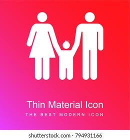 Familiar group of three persons father mother and son red and pink gradient material white icon minimal design