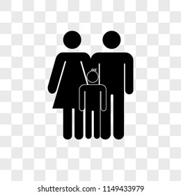 Familiar group of three persons mother father and son vector icon on transparent background, Familiar group of three persons mother father and son icon