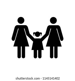 Familiar group of three persons two adult women and a daughter icon vector icon. Simple element illustration. Can be used for web and mobile.