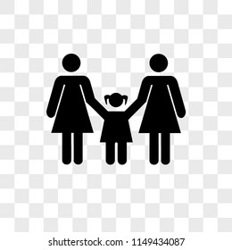 Familiar group of three persons two adult women and a daughter vector icon on transparent background, Familiar group of three persons two adult women and a daughter icon
