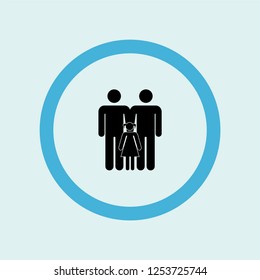 familiar group of three persons two males with a daughter icon symbol. Premium quality isolated familiar group of three persons two males with a daughter vector icon in trendy style.