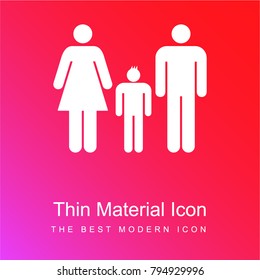 Familiar group of three red and pink gradient material white icon minimal design