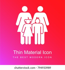 Familiar group with two mothers and childs red and pink gradient material white icon minimal design