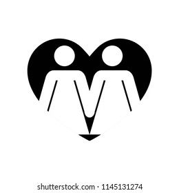 Familiar group of two women couple in a heart icon vector icon. Simple element illustration. Familiar group of two women couple in a heart symbol design. Can be used for web and mobile.