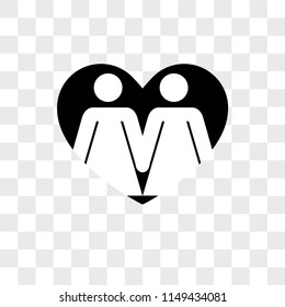 Familiar group of two women couple in a heart vector icon on transparent background, Familiar group of two women couple in a heart icon